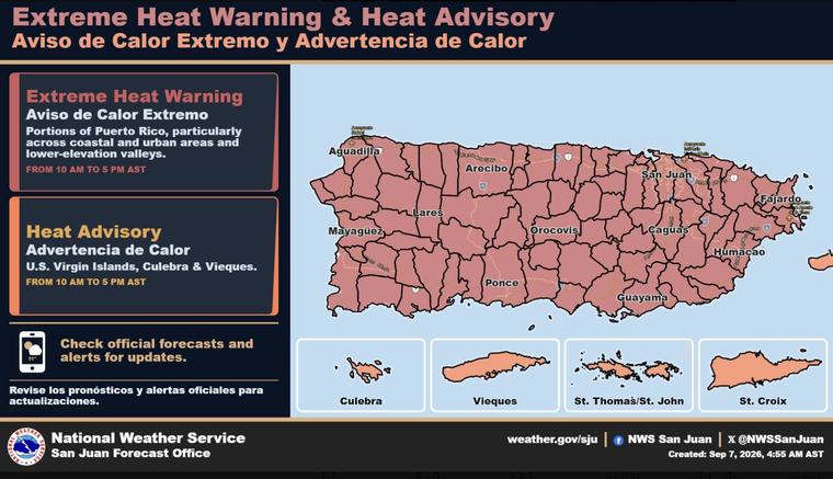 Emiten aviso de calor extremo para toda la Isla